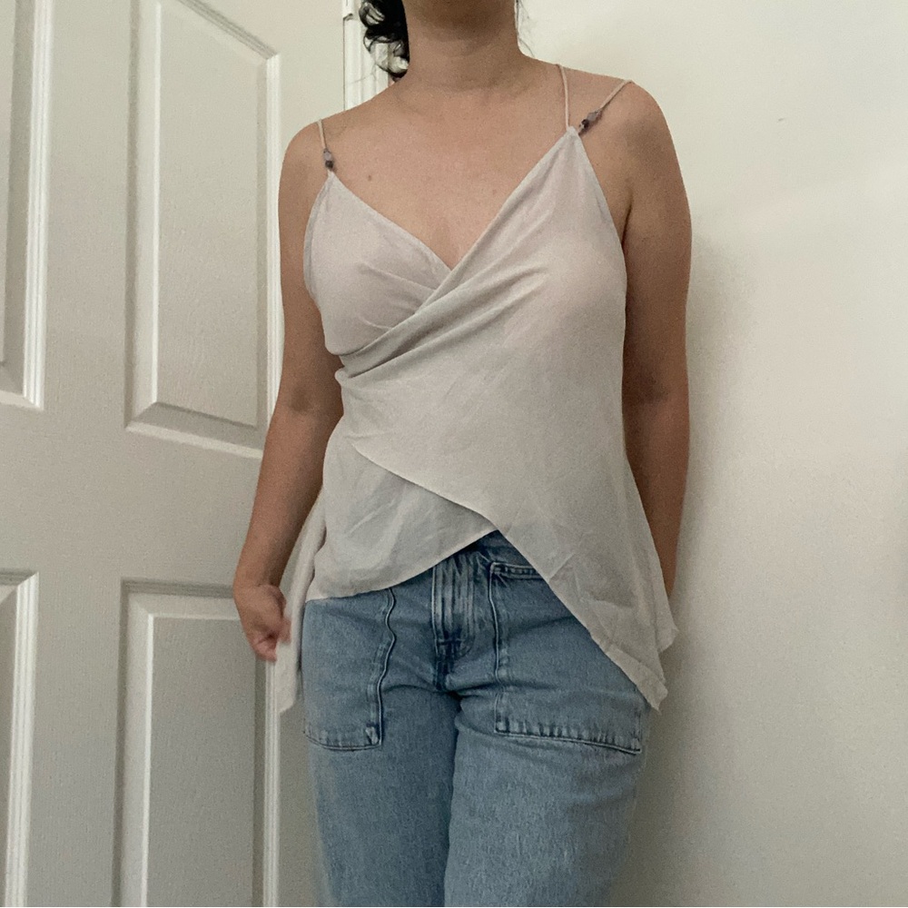 Zara Grey Backless Beaded Top